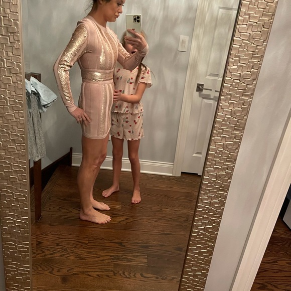 House of CB Massima Bandage Dress Pink and Gold - Picture 14 of 14